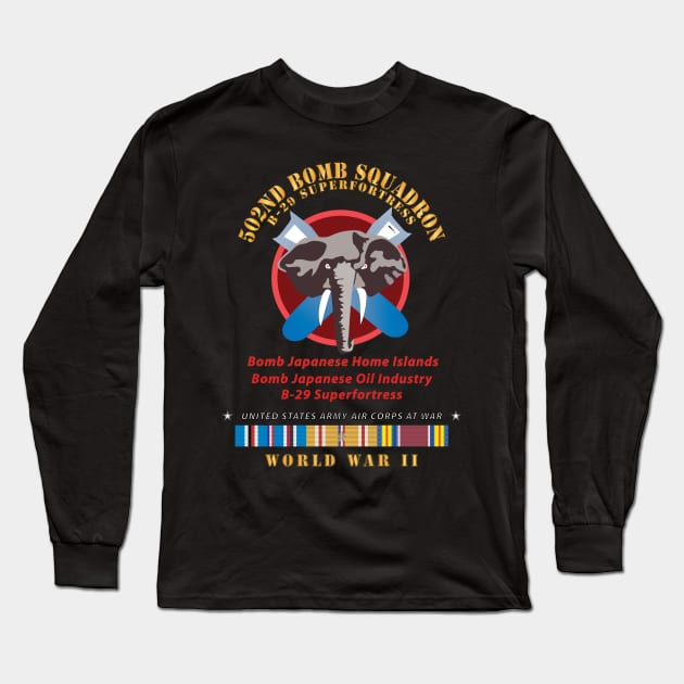 502nd Bomb Squadron - B-29 Superfortress - Campaigns - World War II w PAC SVC X 300 Long Sleeve T-Shirt by twix123844